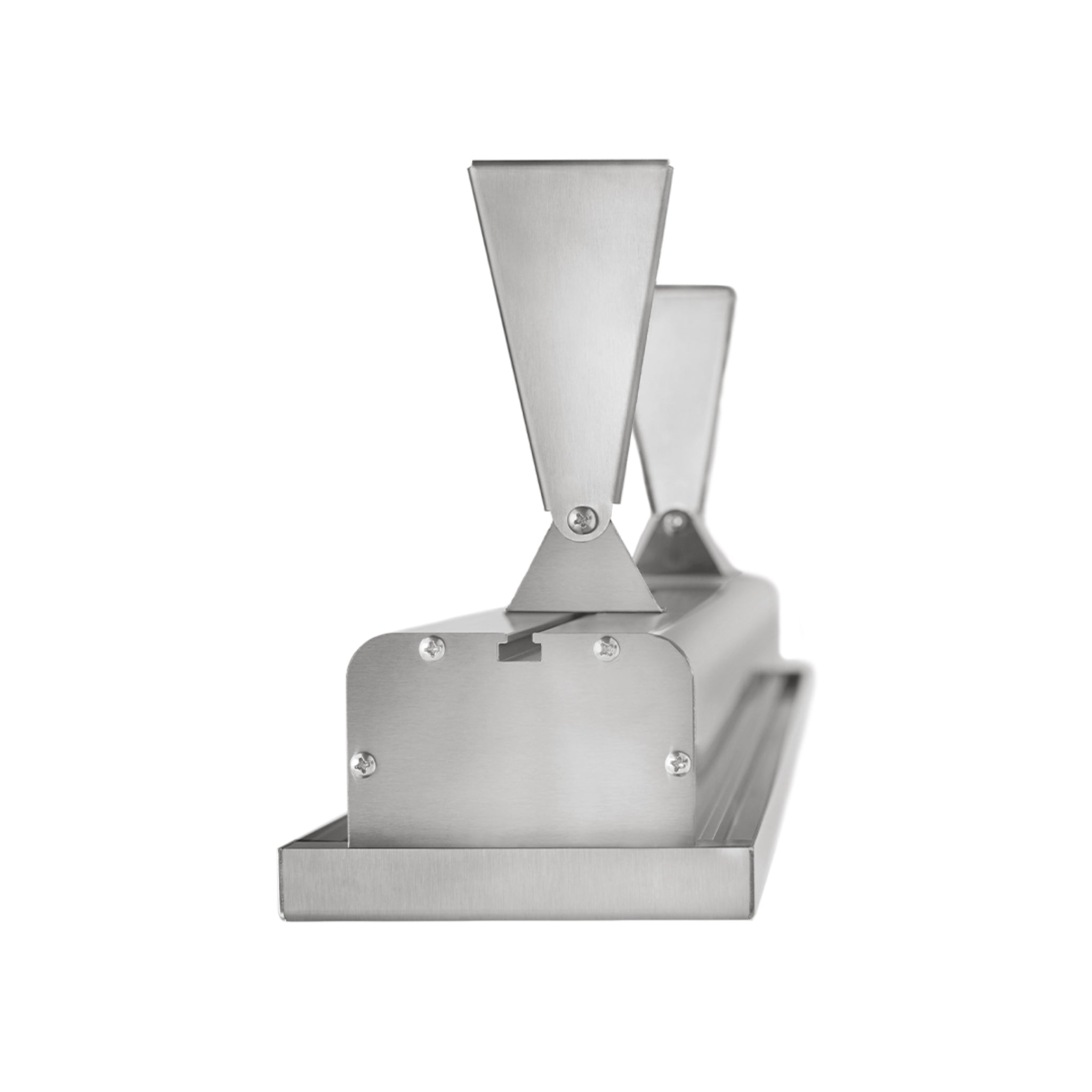 Side profile with mounting brackets of Infratech Slimline SL16 1600W single element infrared heater in stainless finish