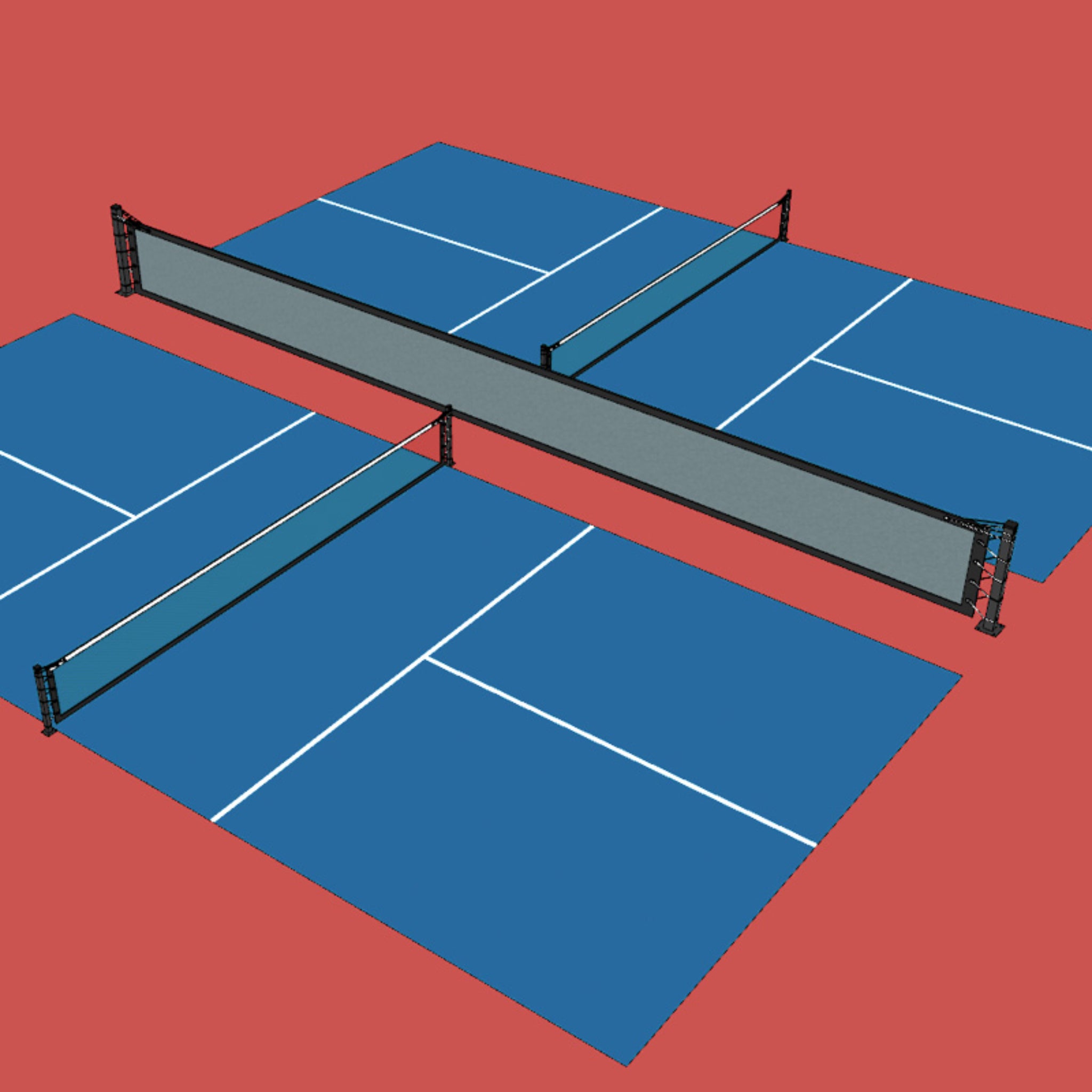 Semi permanent pickleball divider system for multiple courts