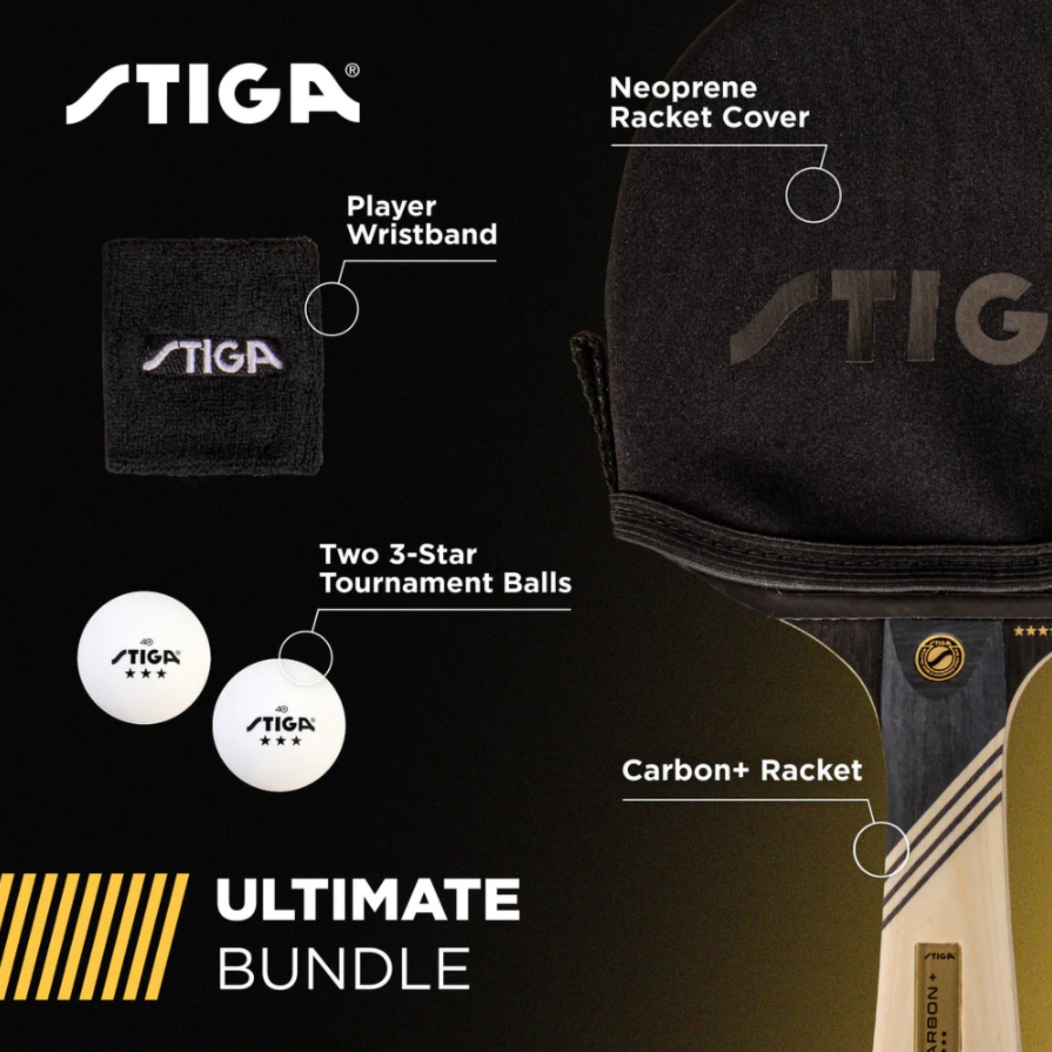 STIGA Cabon+ Table Tennis Paddle Bundle -  Table Tennis Paddles -  STIGA 