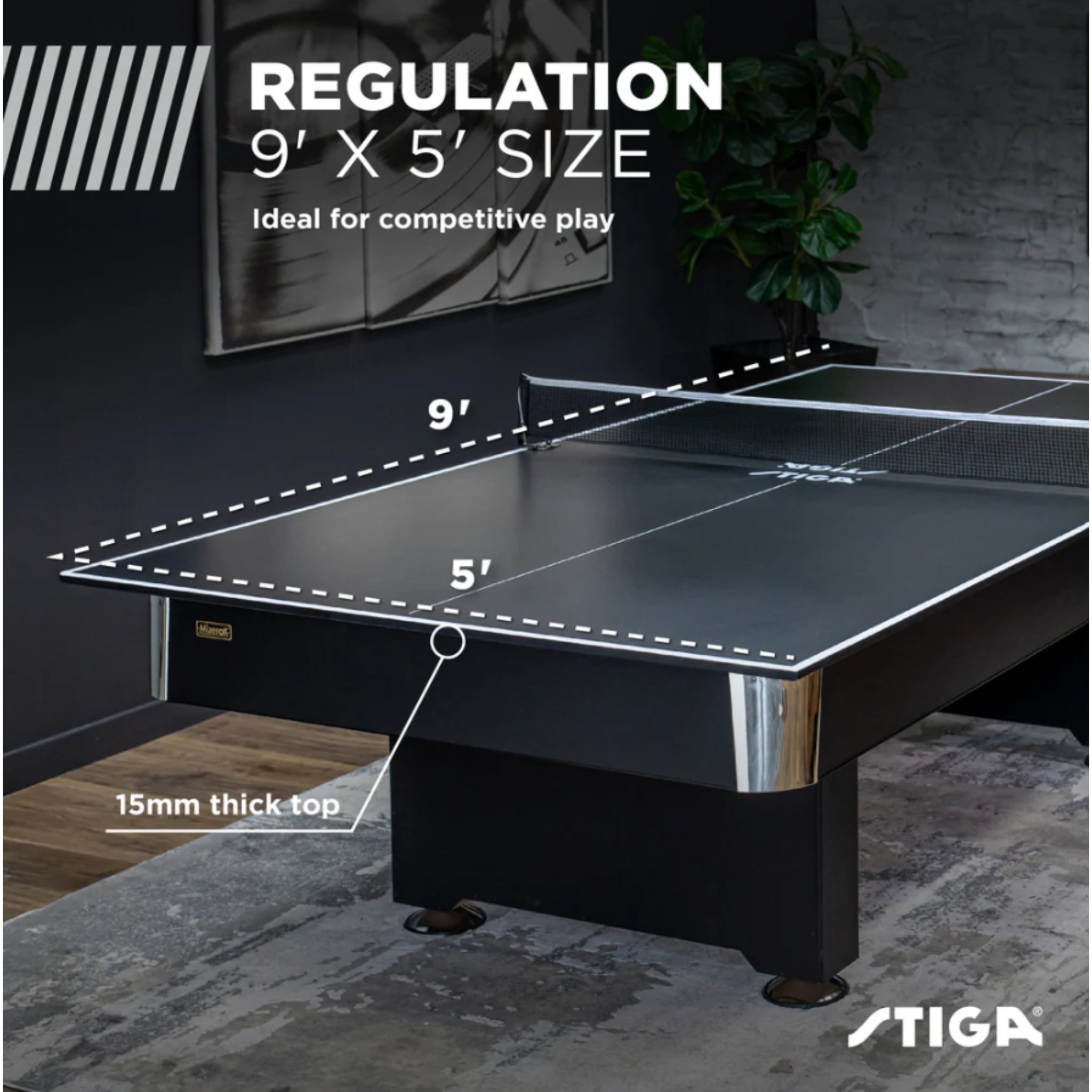 STIGA ping pong conversion top regulation 9 x 5 size
