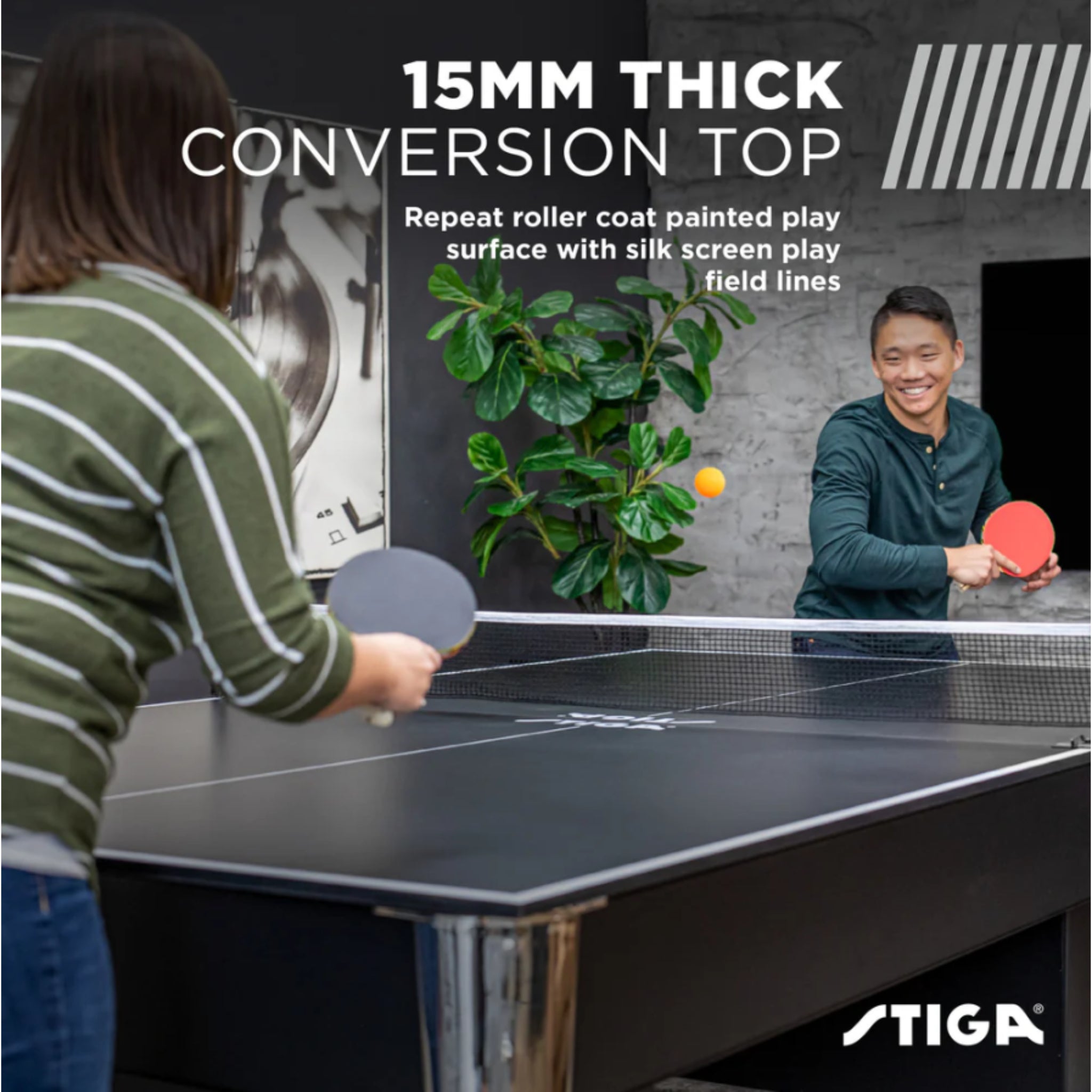 STIGA 15mm table tennis conversion top surface detail