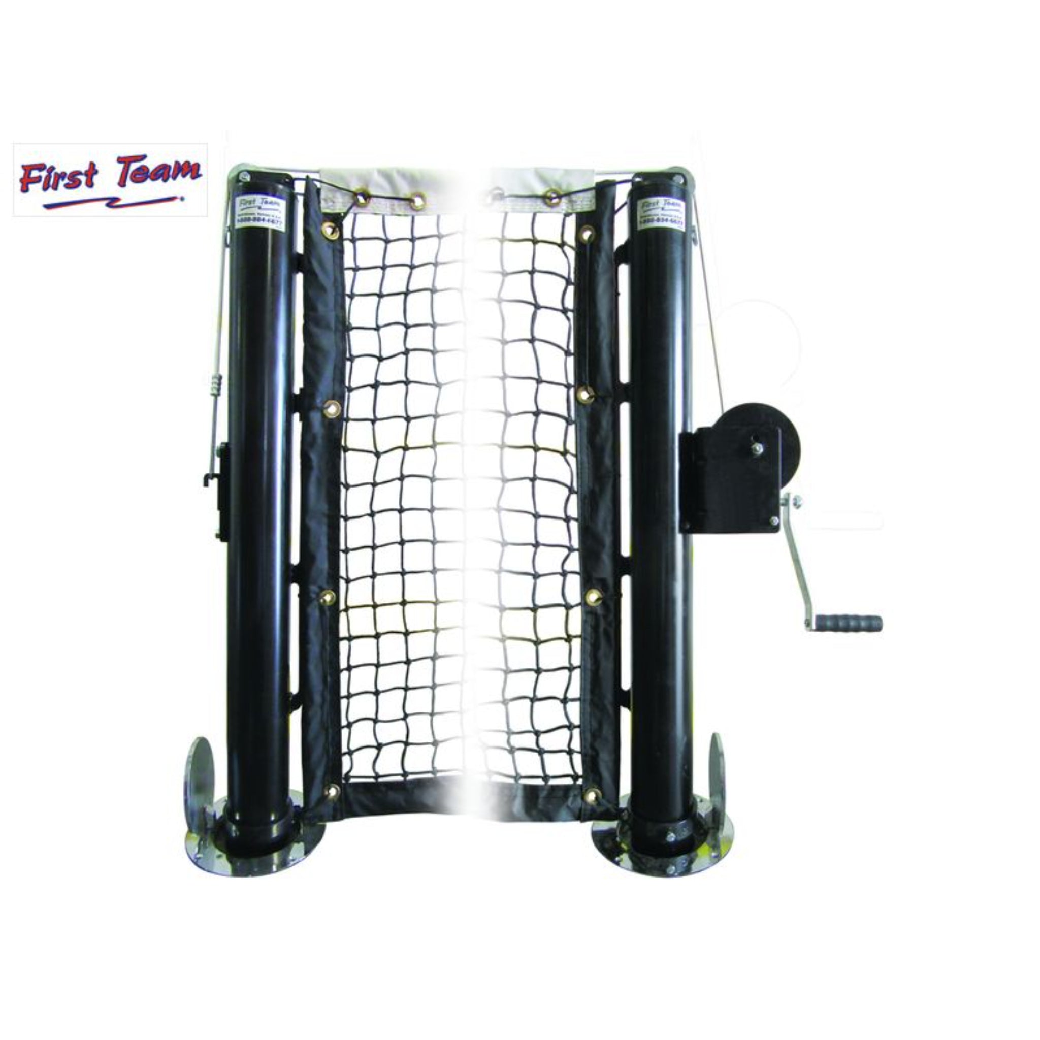Sentry in-ground pickleball net system with adjustable posts and external winch by First Team. Also available as tennis net system.