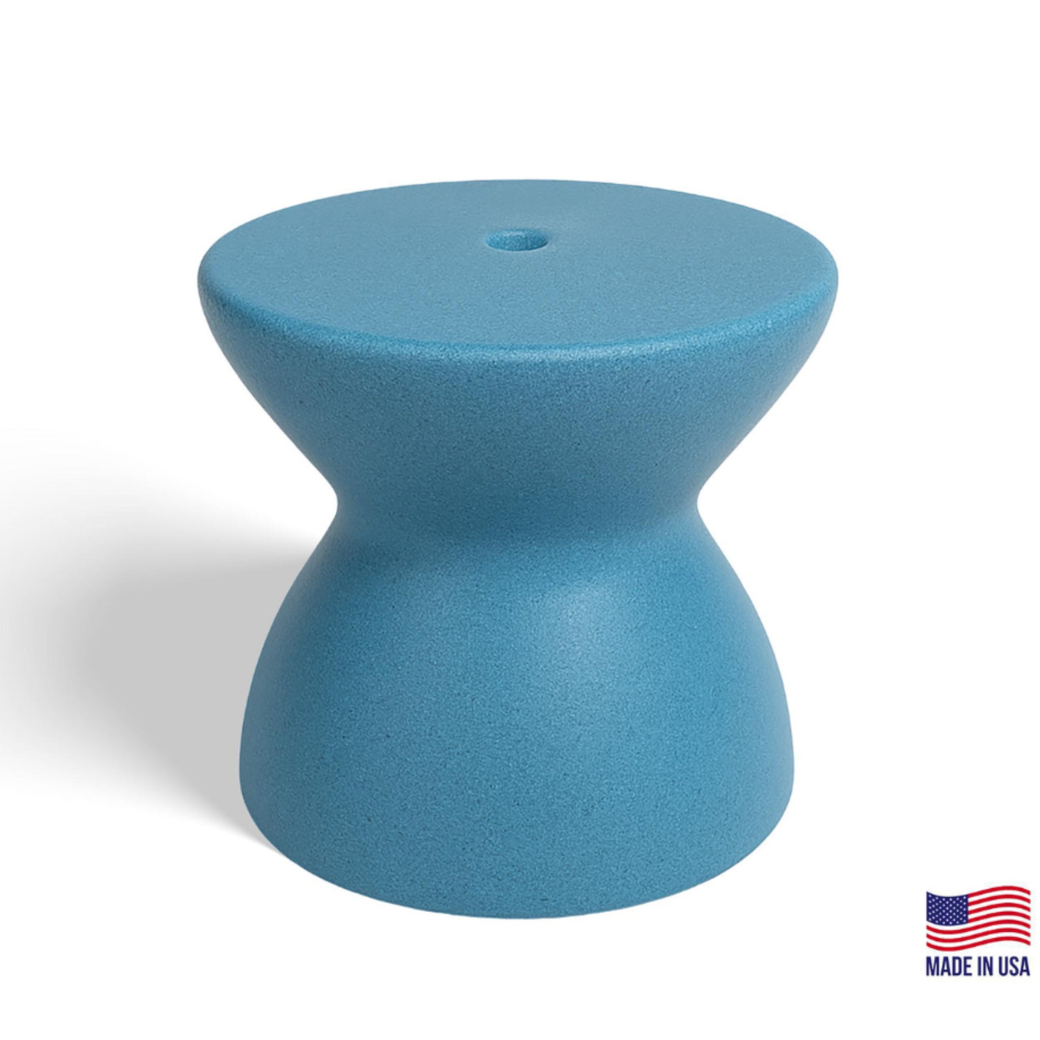 ShadeTable pool and patio umbrella base with built-in tabletop surface in teal color