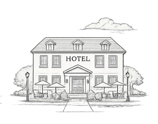 Sketch of a commercial hotel resort property