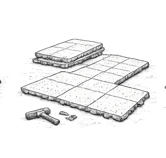 Sketch of install of Ultra Base panels for DIY installation of outdoor putting green kit