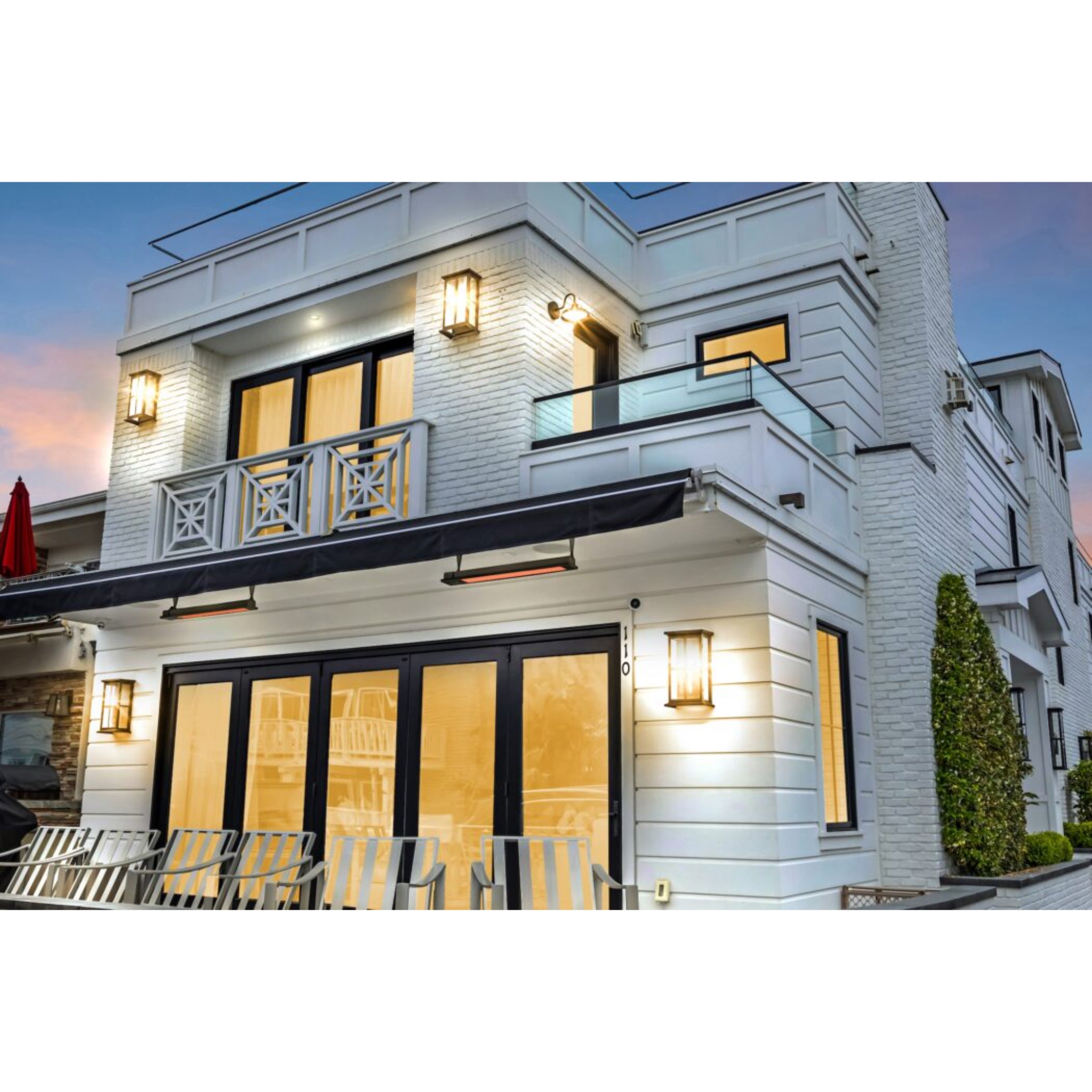 Infratech Slimline heater with narrow profile integrated into outdoor design