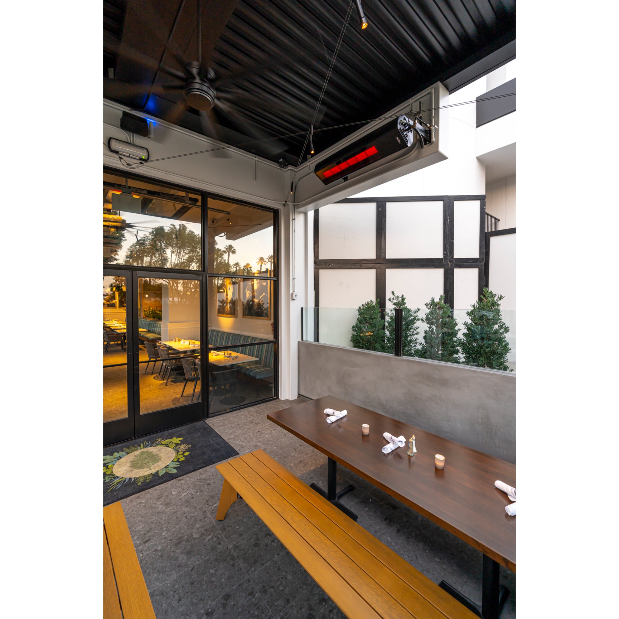 SunStar® Angled Mount Gas Patio Heater | 24K/35K BTU -  Permanent Patio Heater -  SunStar 