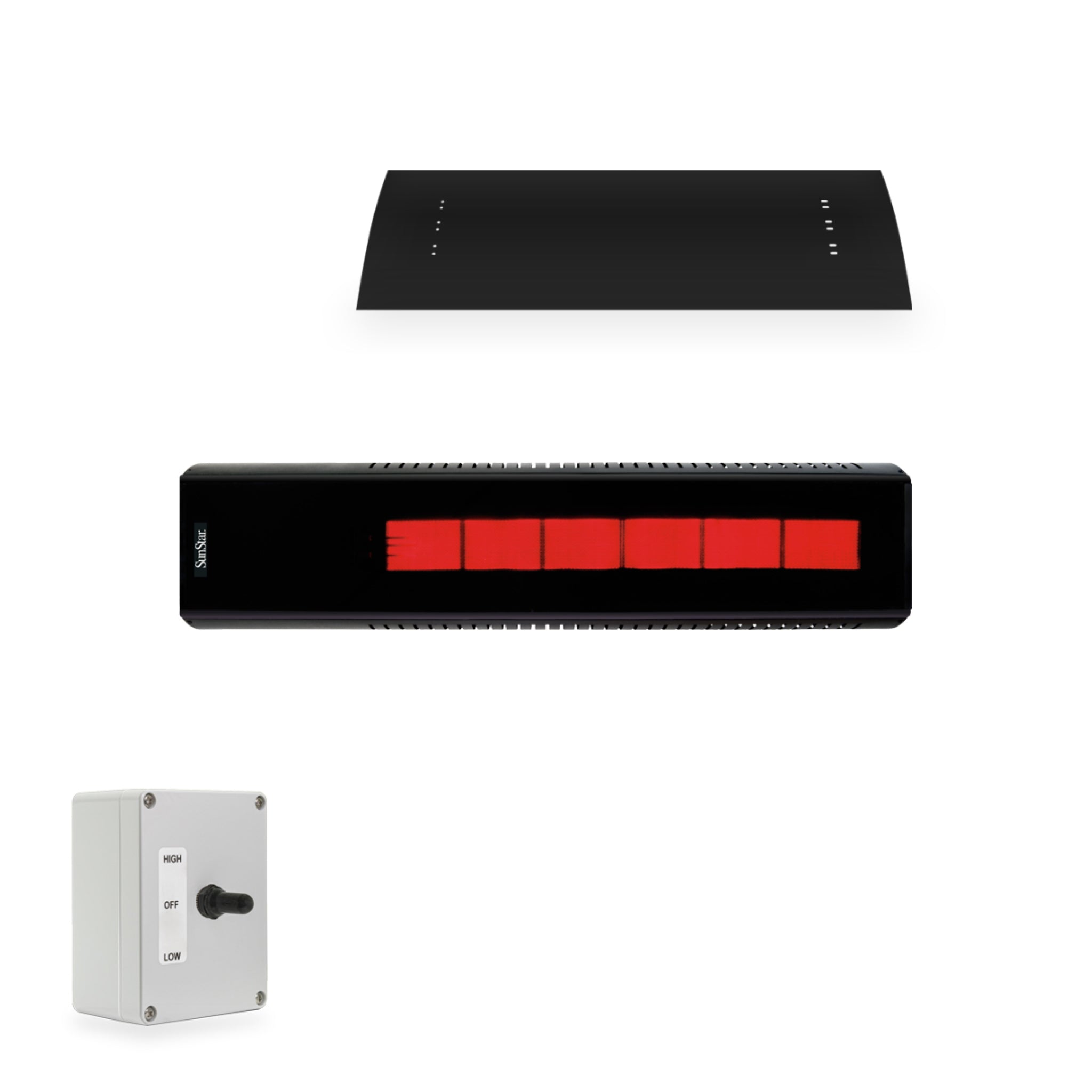 SunStar horizontal mount gas patio heater with glass front design