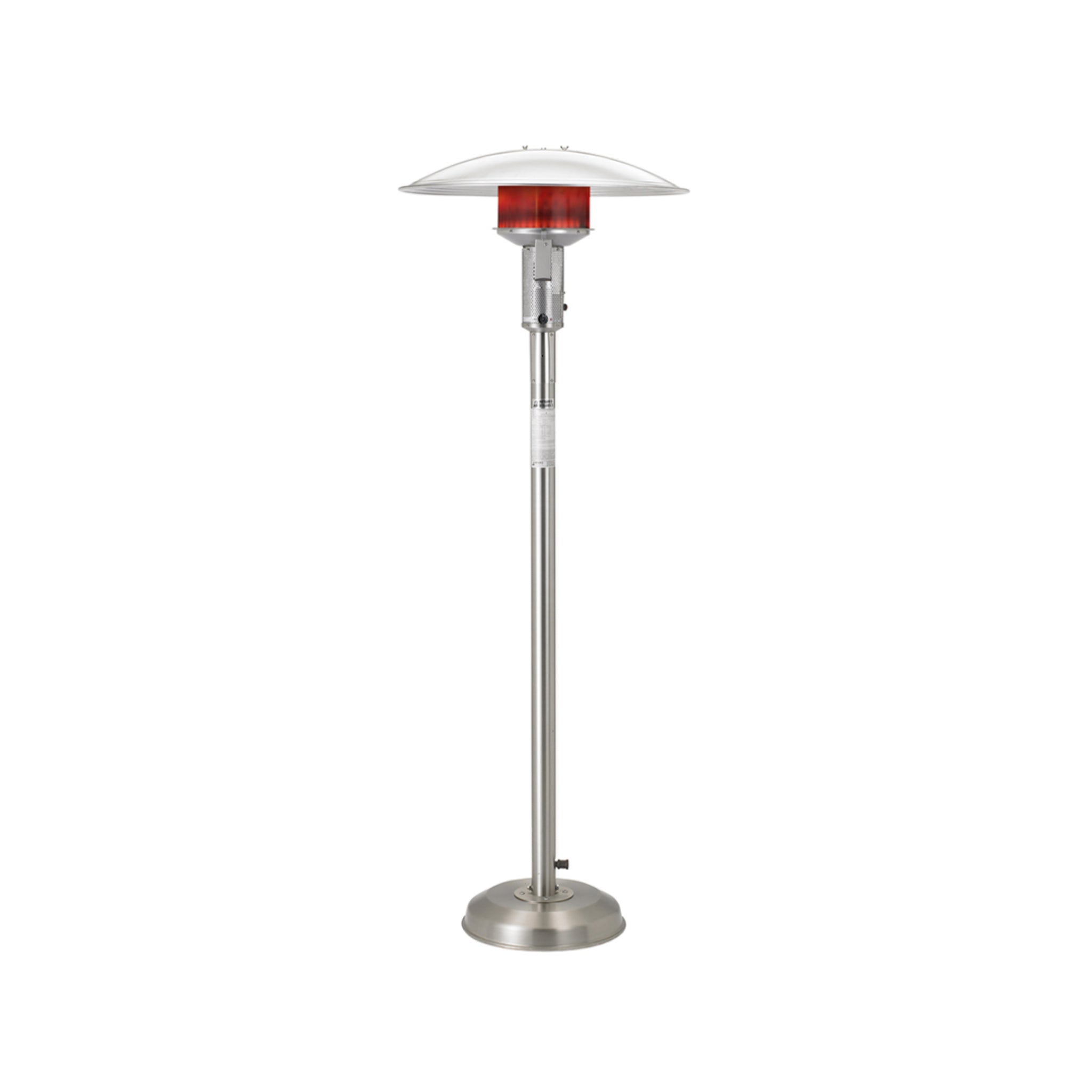 Portable Sunglo natural gas patio heater with post mounted design