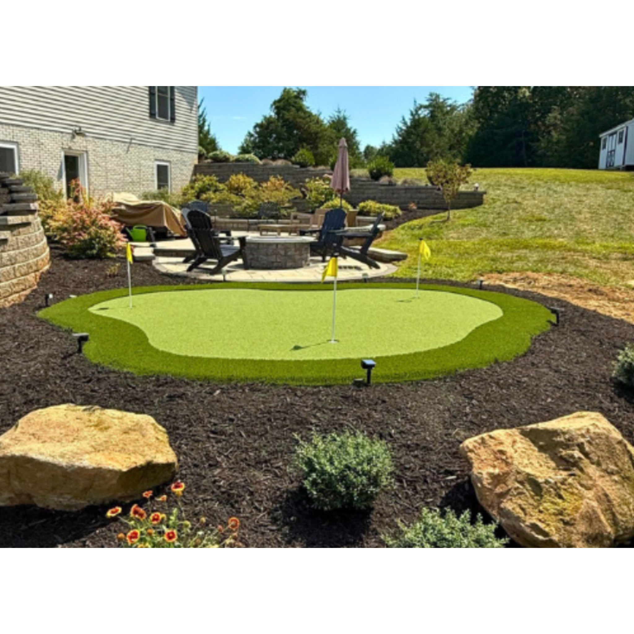 The Kiawah Outdoor Putting Green, DIY Kit 15 feet by 17 feet, 255 sq. ft. backyard installation by home.