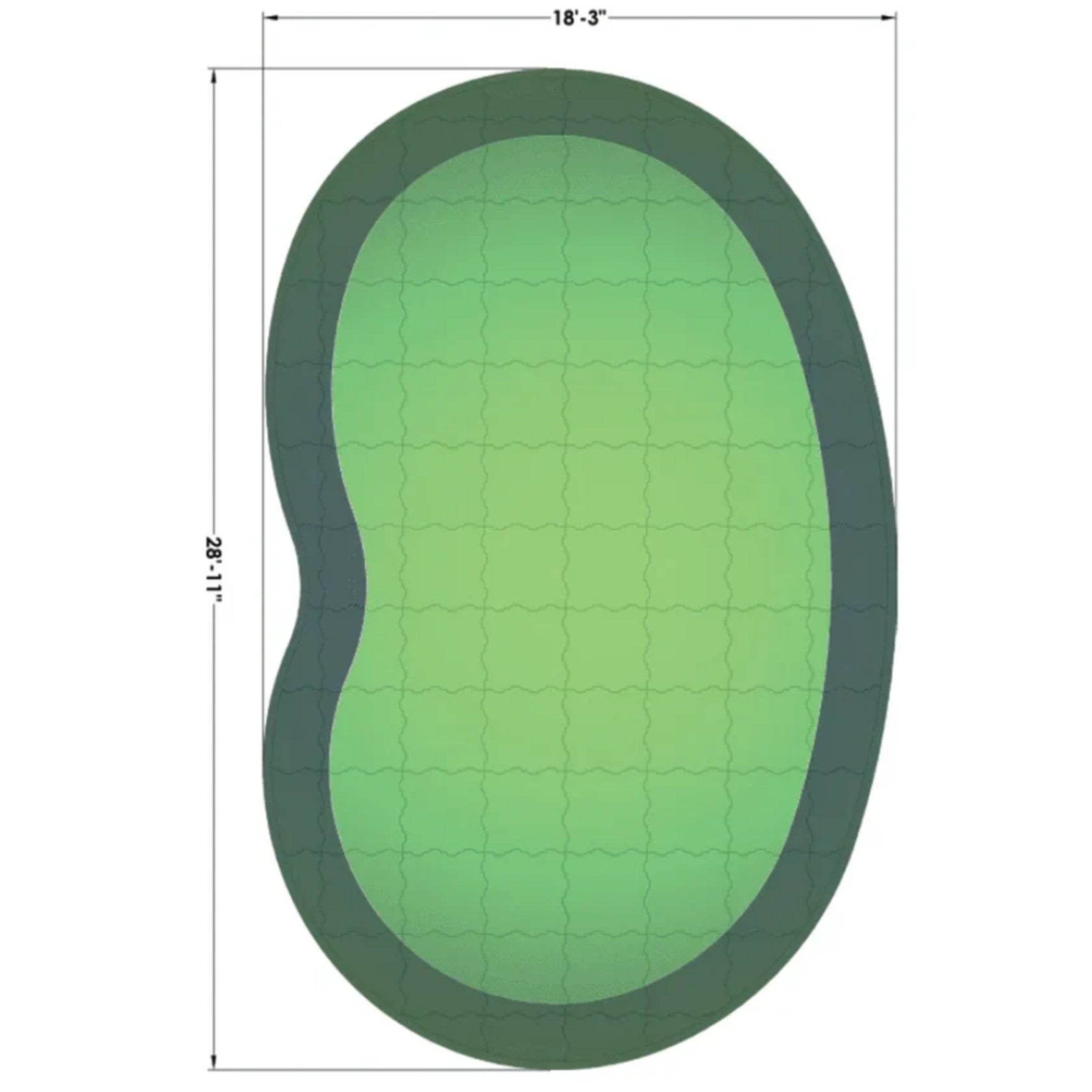 The Monterey Outdoor Putting Green, DIY Kit 18 feet  3 inches by 28 feet 11 inches, 504 sq. ft.