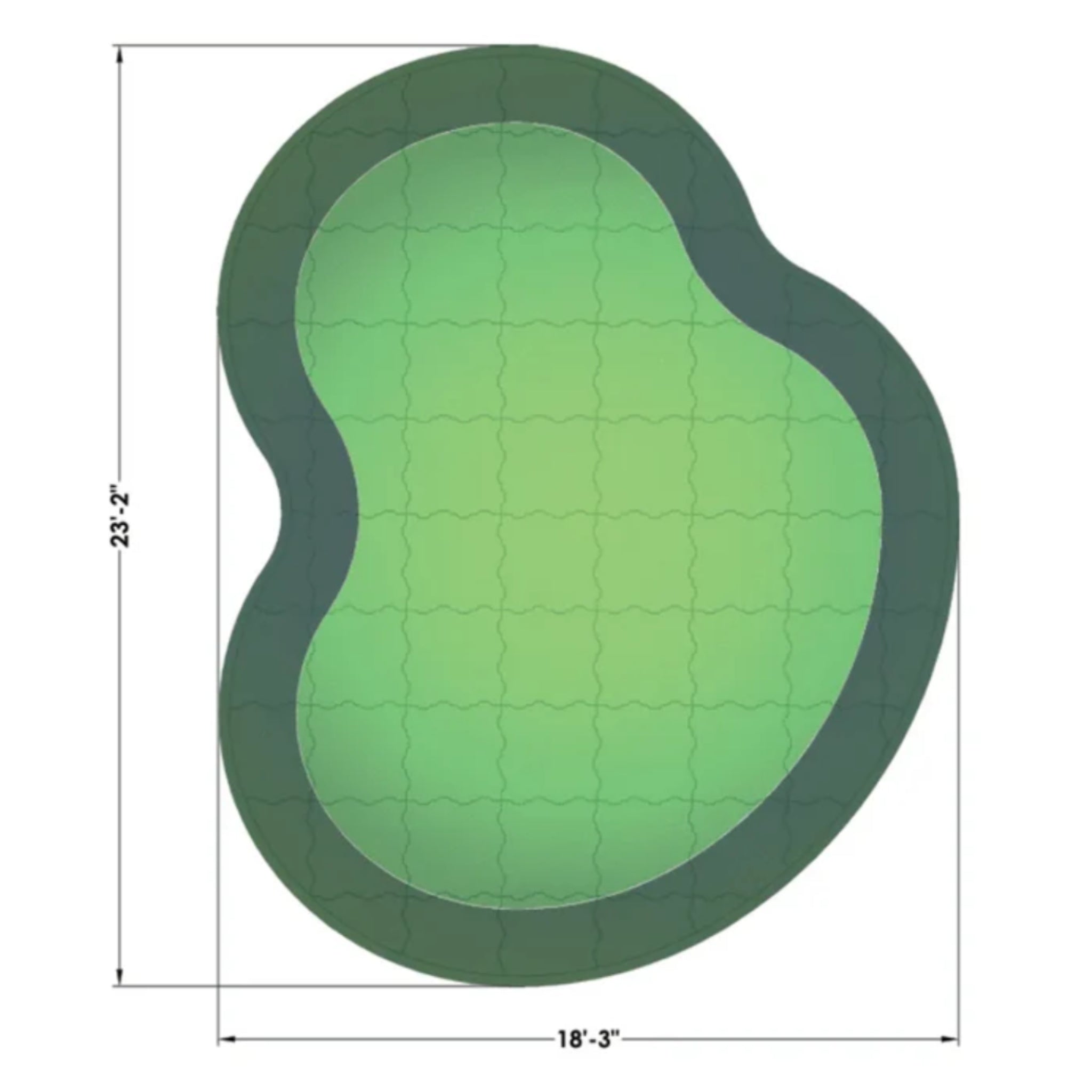 The Southampton Outdoor Putting Green, DIY Kit 18 feet by 23 feet,414 sq. ft. backyard installation specifications.