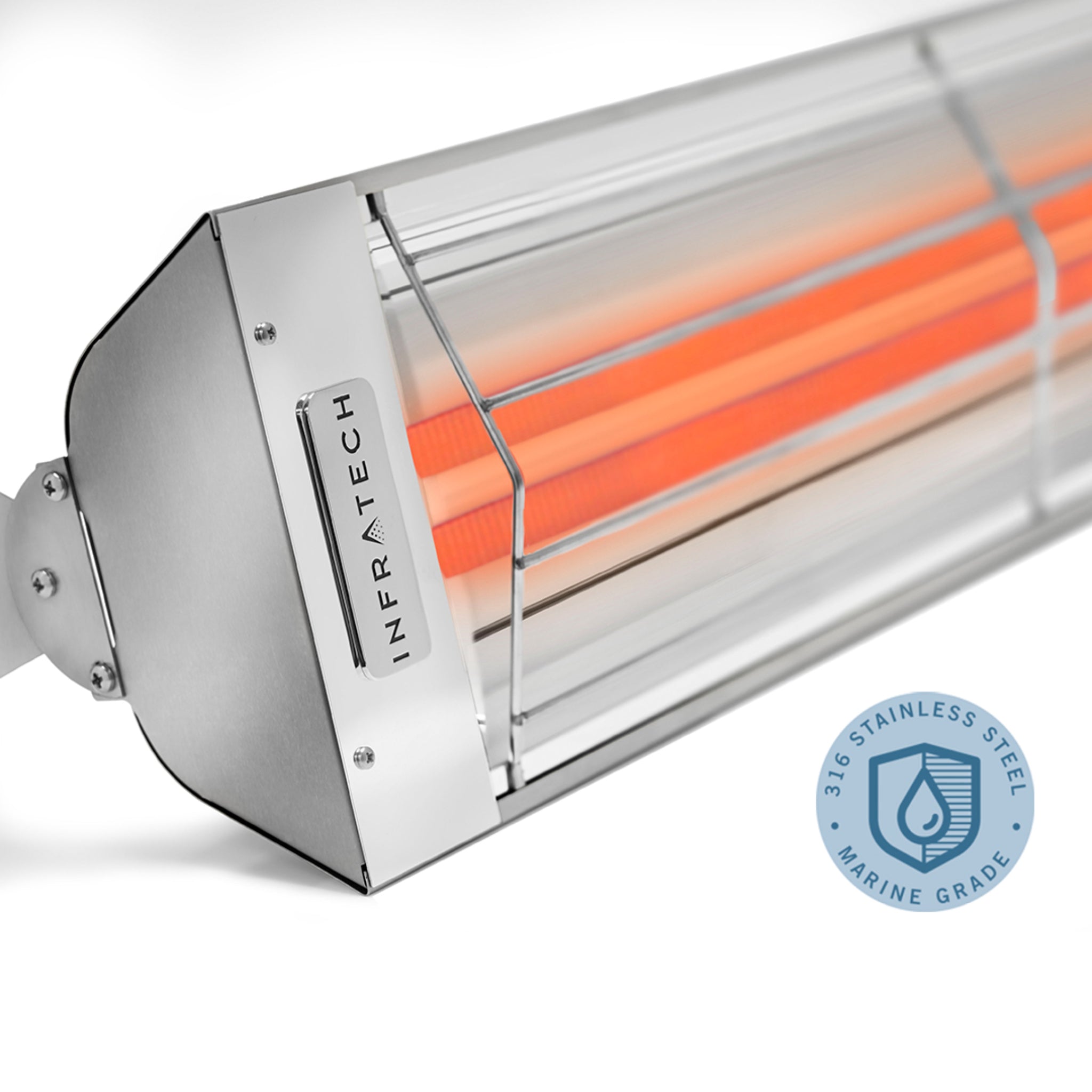 Infratech WD52 electric patio heater in marine grade stainless steel finish