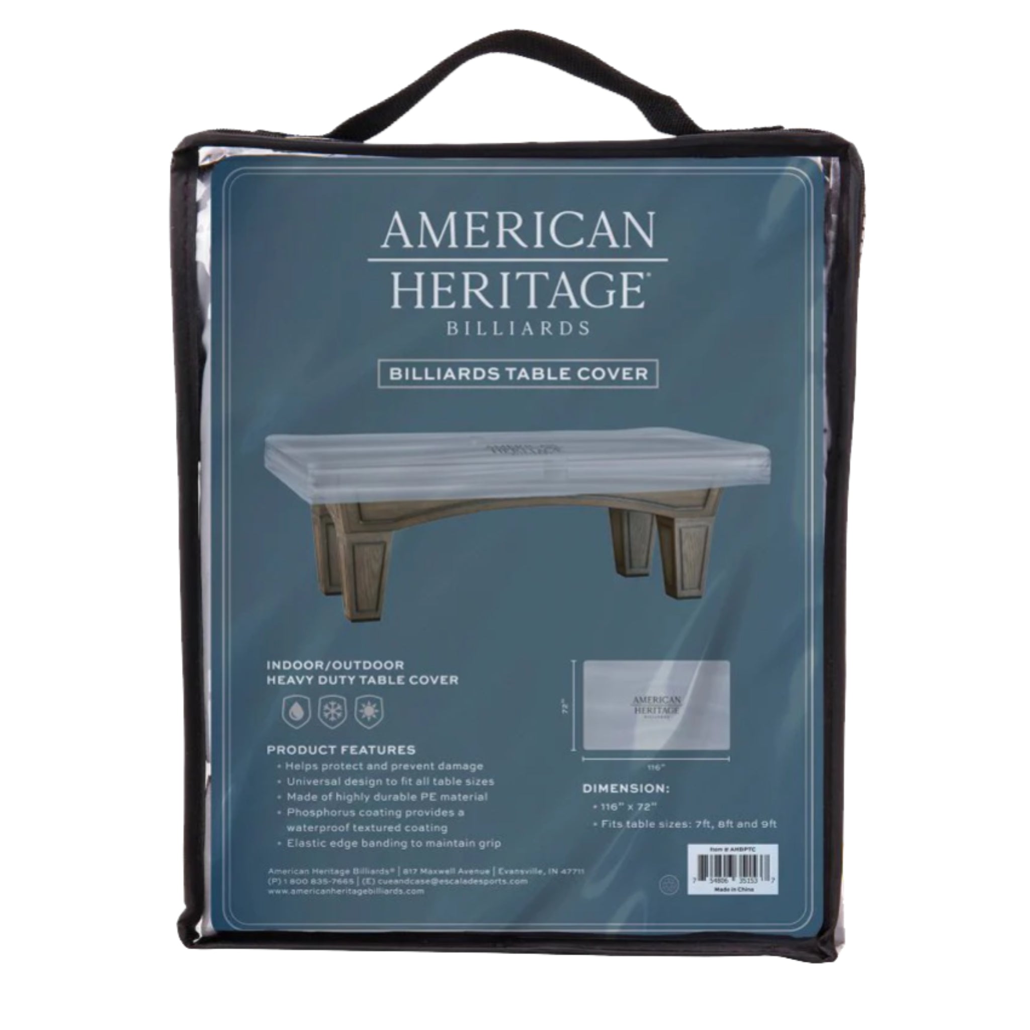 Waterproof Pool Table Cover | Fits 7'-9' -  Pool Table Accessories -  American Heritage Billiards 