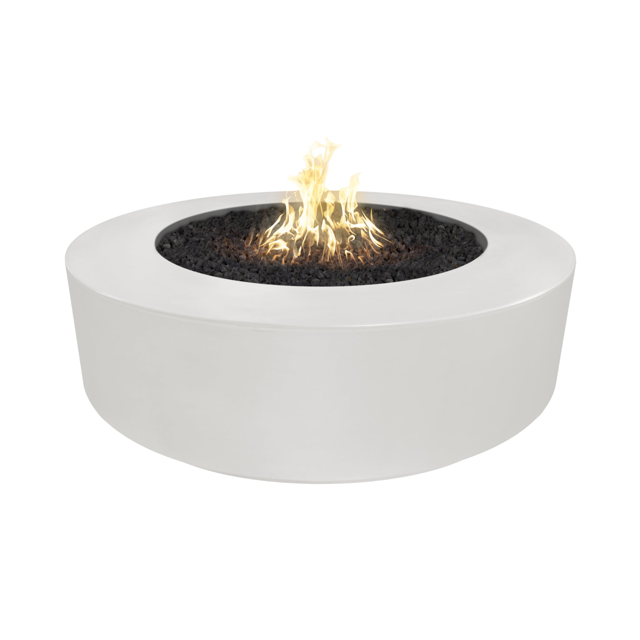 Florence Round Fire Pit, 72 inch, Limestone White finish