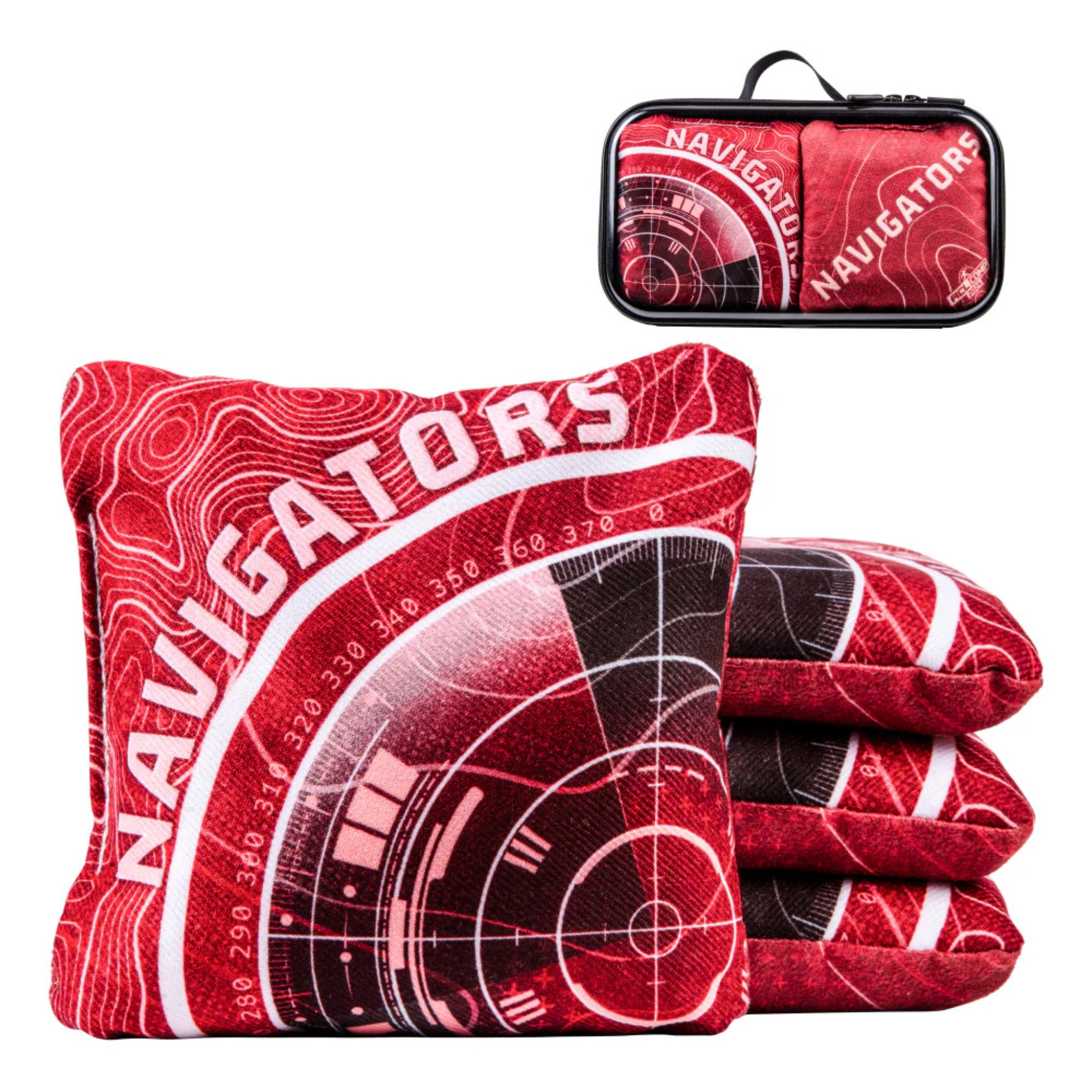 ACL Comp Navigator red cornhole bags dual speed fabric set of 4