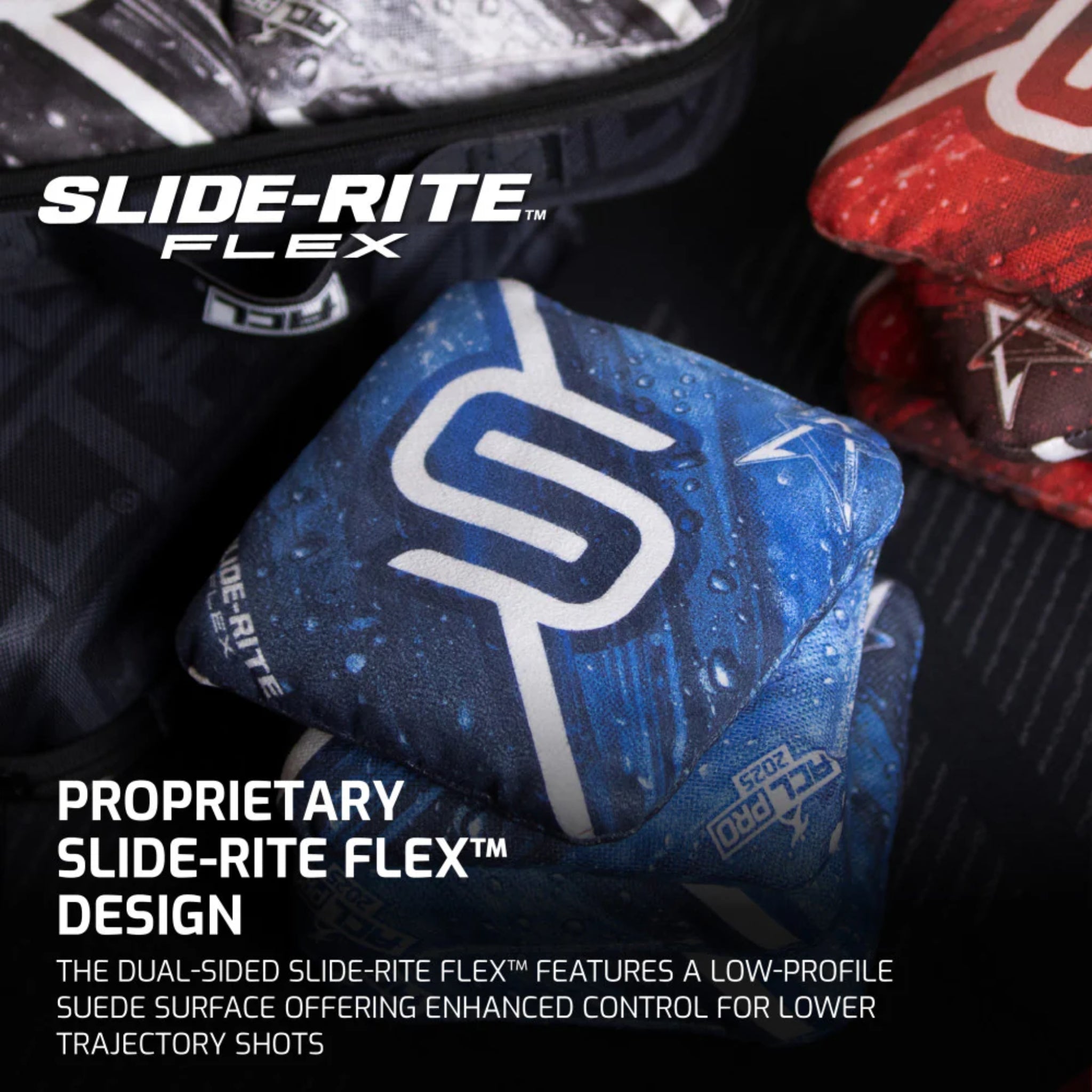 ACL® Pro 2025 Slide-Rite Flex | 4- Pack   in Charcoal, Blue or Red | American Cornhole League 