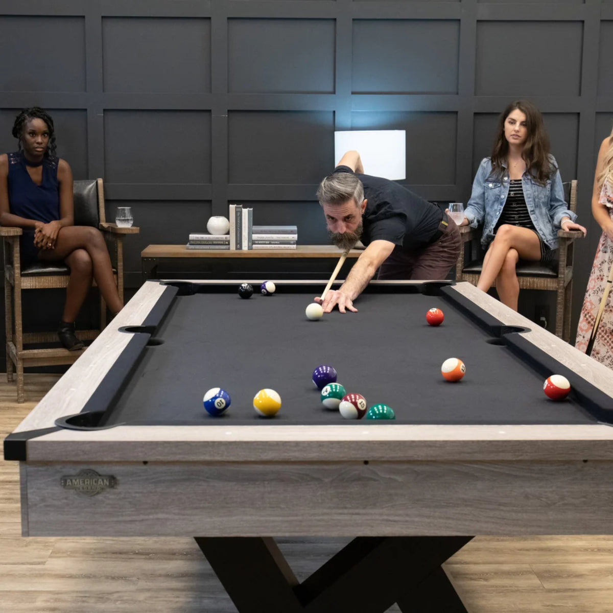American Legend Kirkwood billiard table with included accessories, ideal for home entertainment and vacation rental game rooms