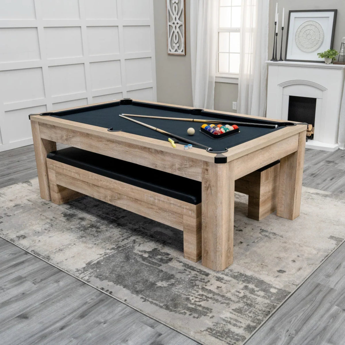Atomic Hampton 7-foot convertible game table with pool table surface in distressed white oak finish