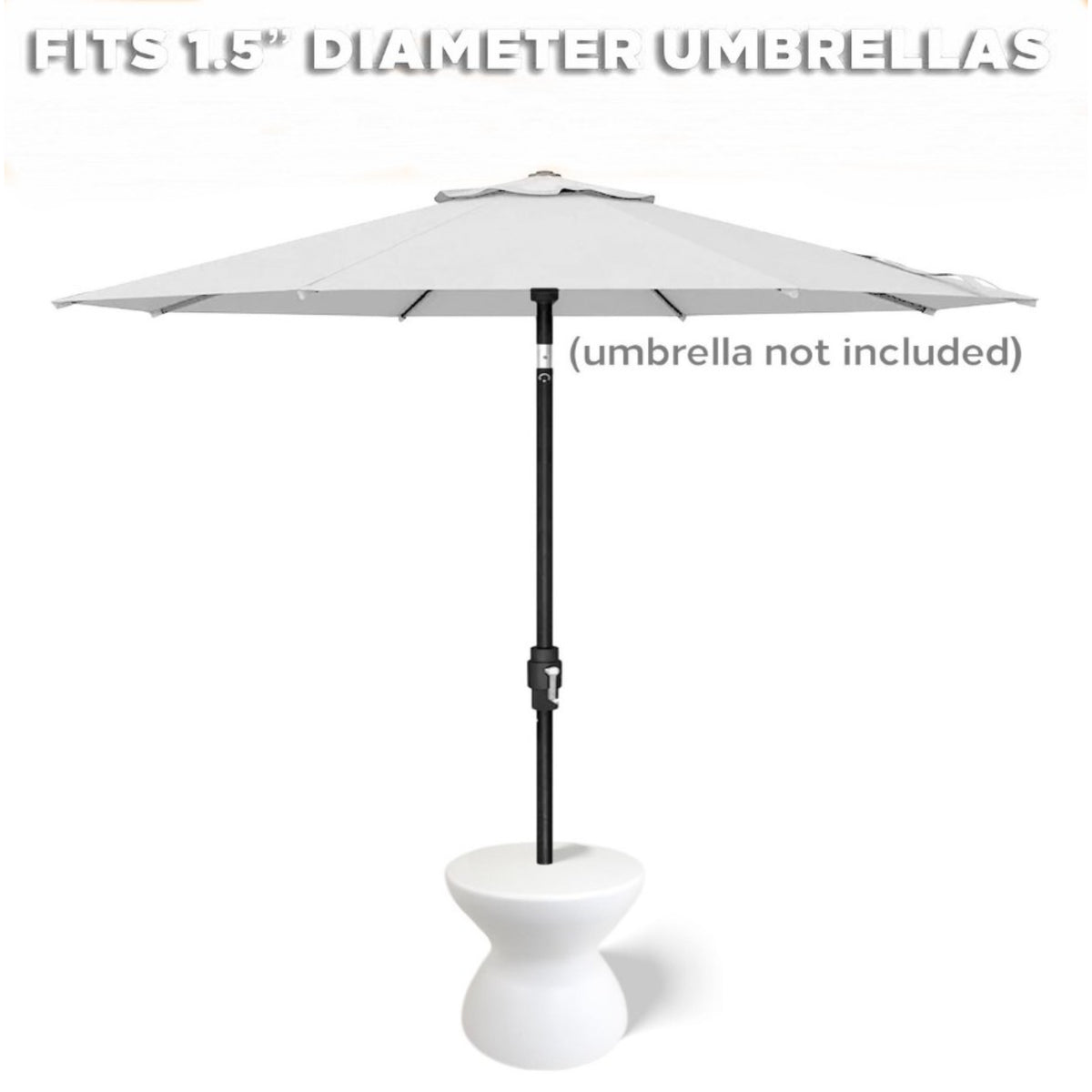 Dunn-Rite ShadeTable US25W white water-filled in pool umbrella base for sun shelf side table with 1.5-inch umbrella pole