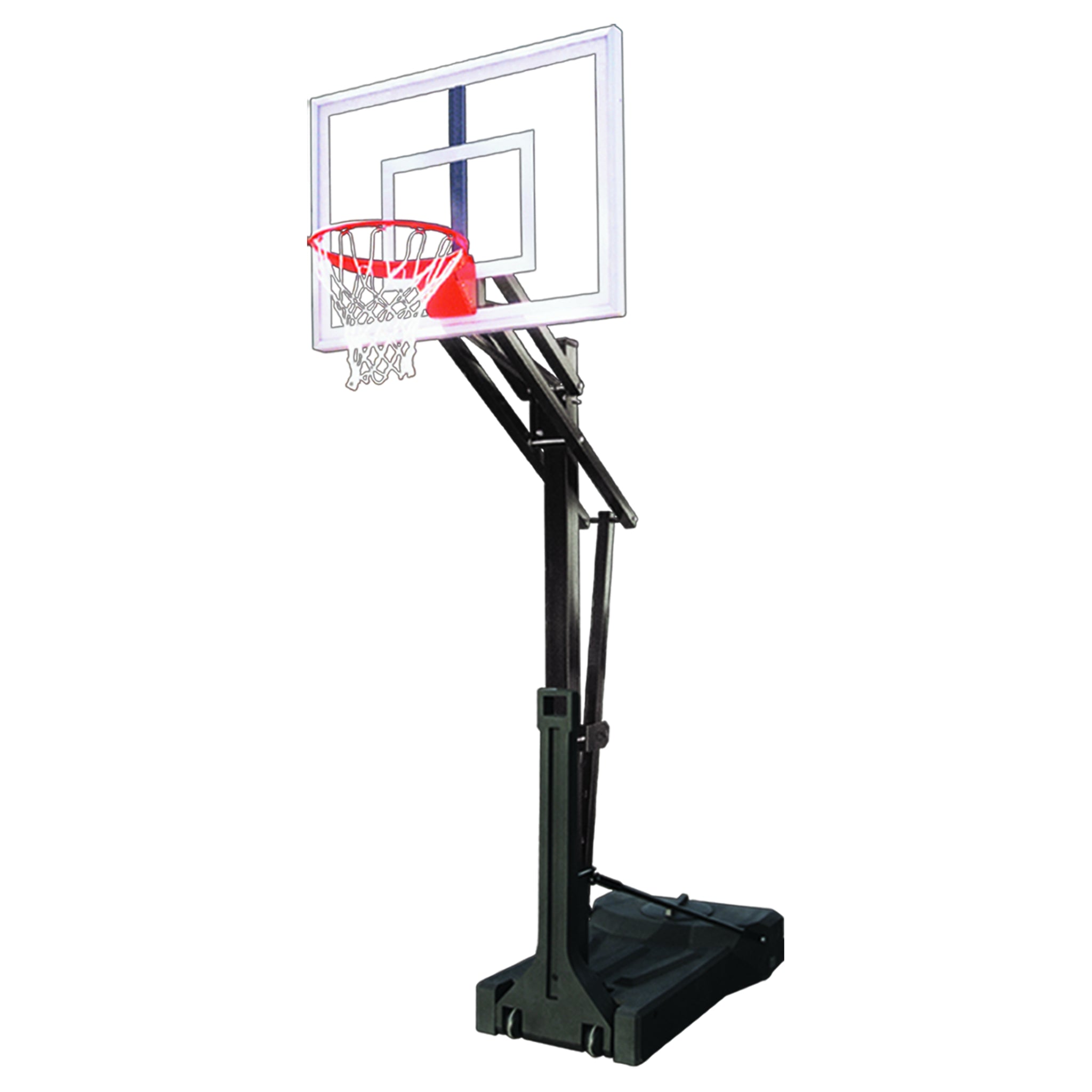 OmniSlam portable basketball hoop with 60 inch tempered glass backboard