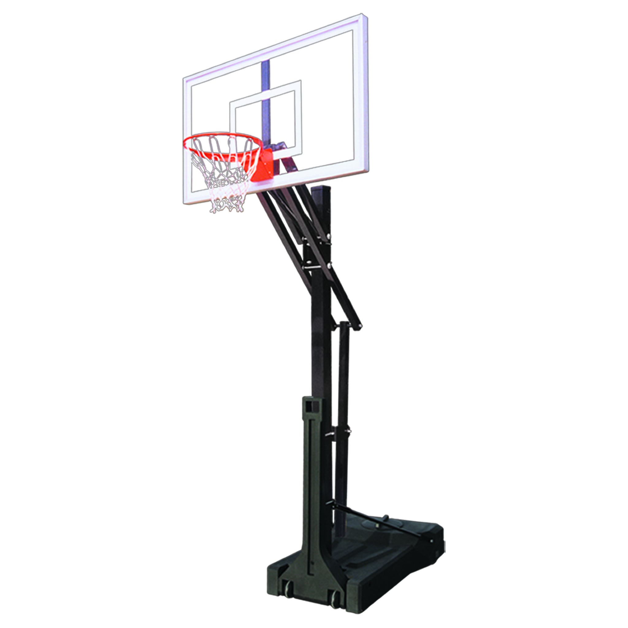 Adjustable portable basketball hoop with ballast base for driveway play