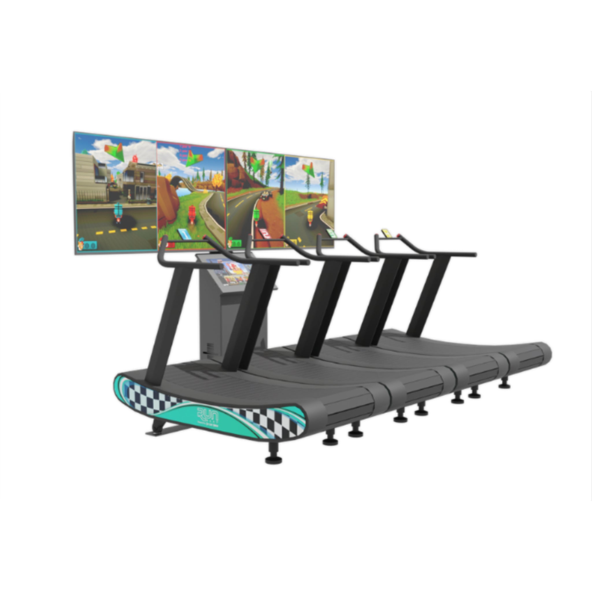runBEAT 4.0 interactive running and gaming wall system with dual screens and treadmills