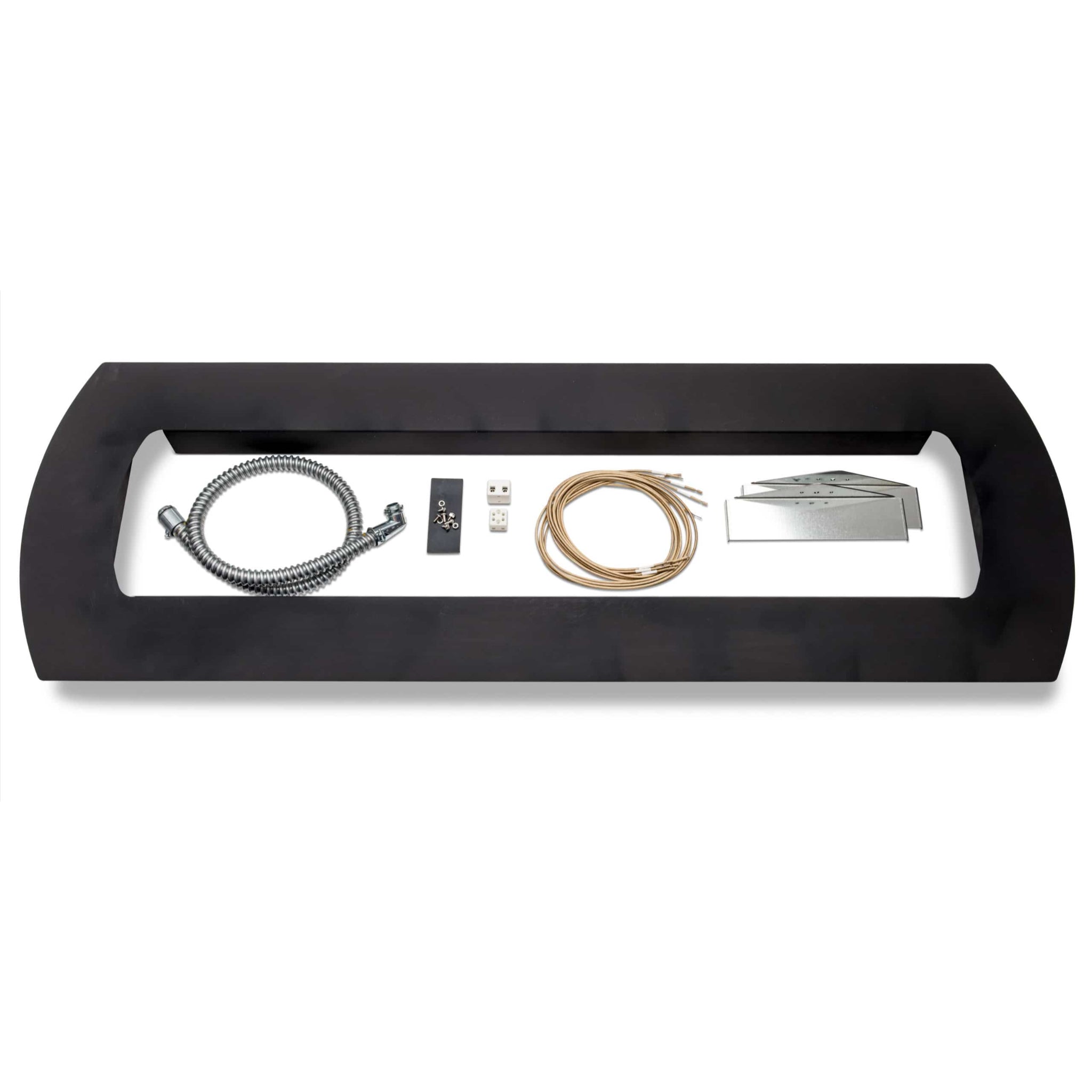 Bromic Tungsten electric heater recess kit with black trim and installation hardware